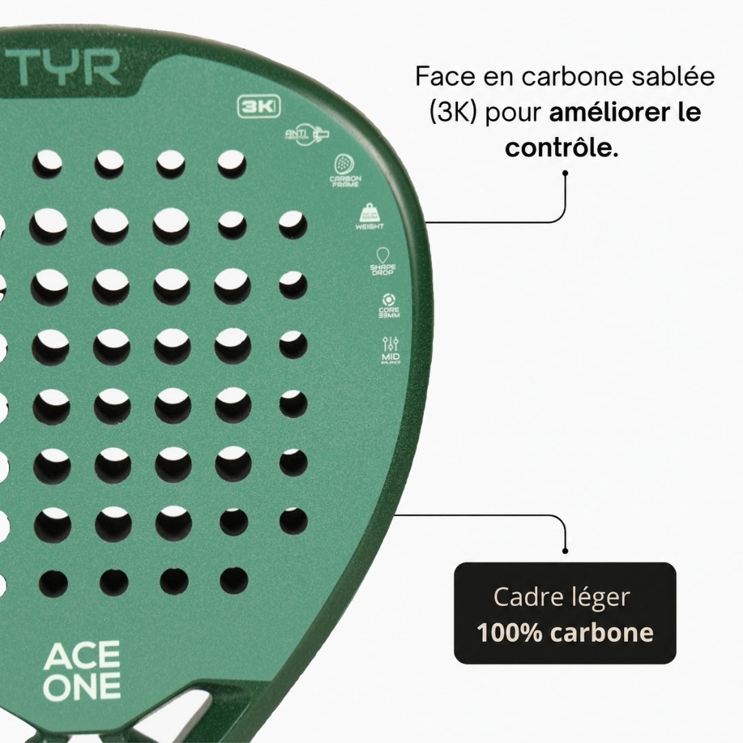 ACE ONE TŸR - Raquette de Padel Anti-Vibration, Confort & Contrôle