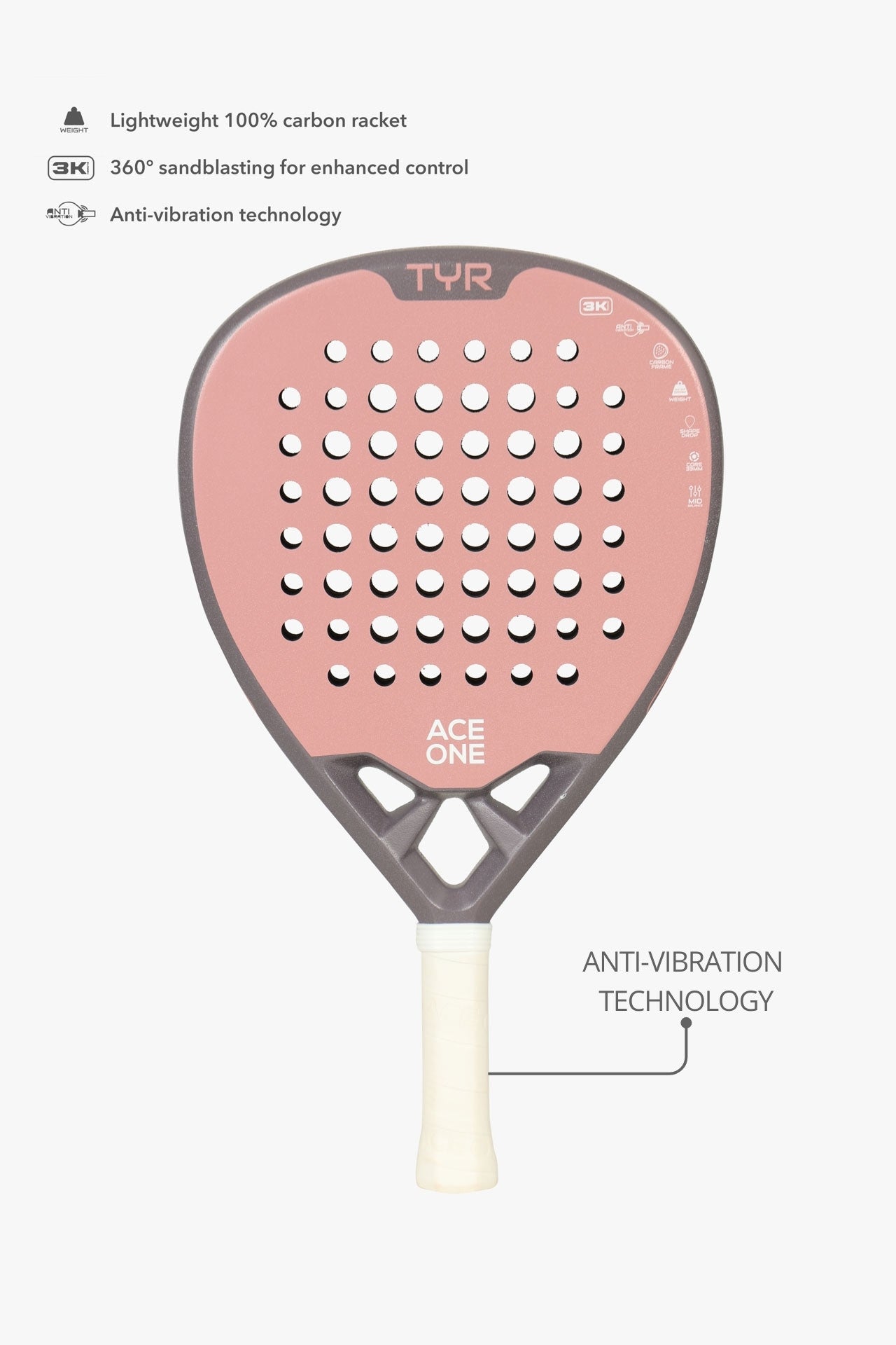 Raquette padel ACE ONE TŸR Pink vue de face