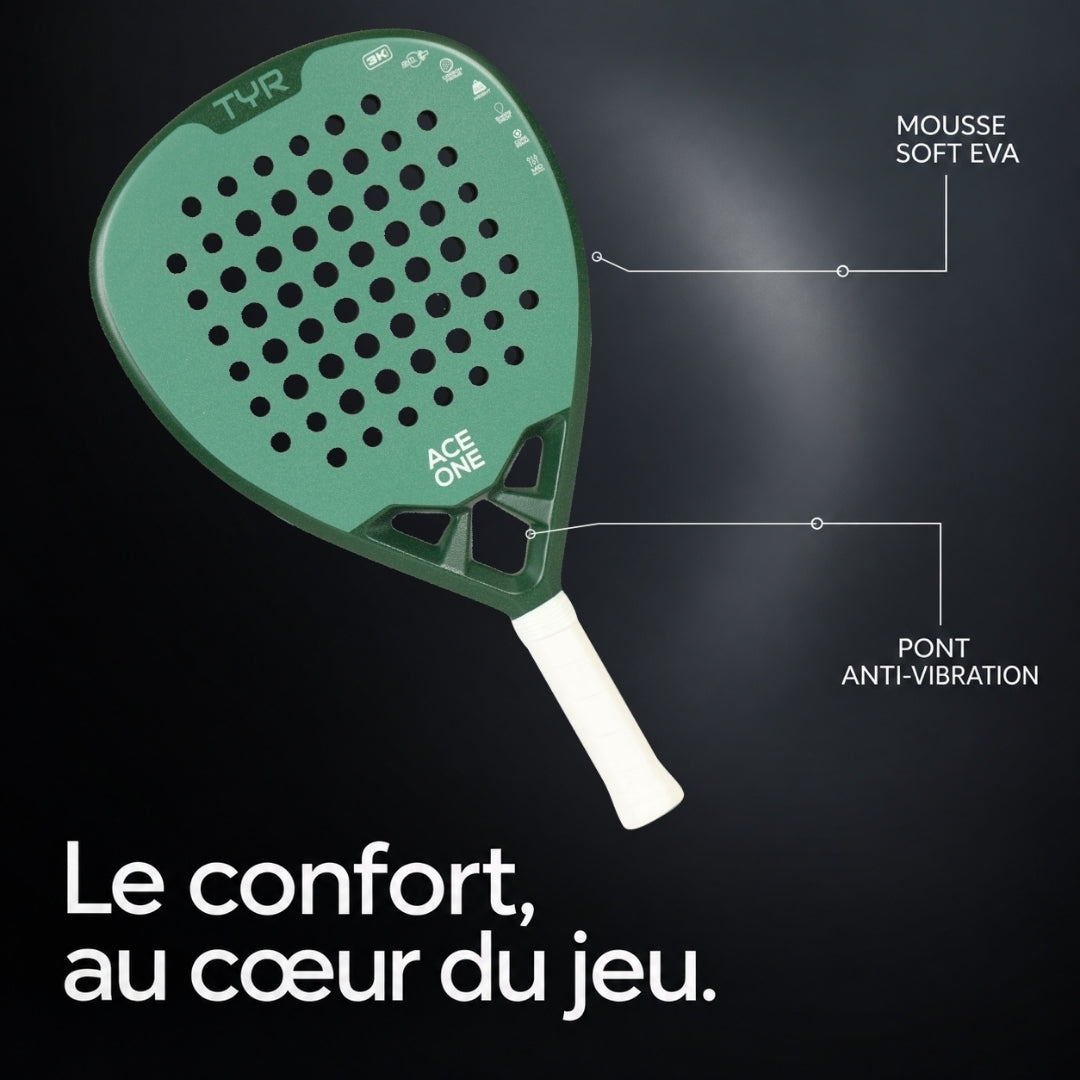 ACE ONE TŸR - Raquette de Padel Anti-Vibration, Confort & Contrôle