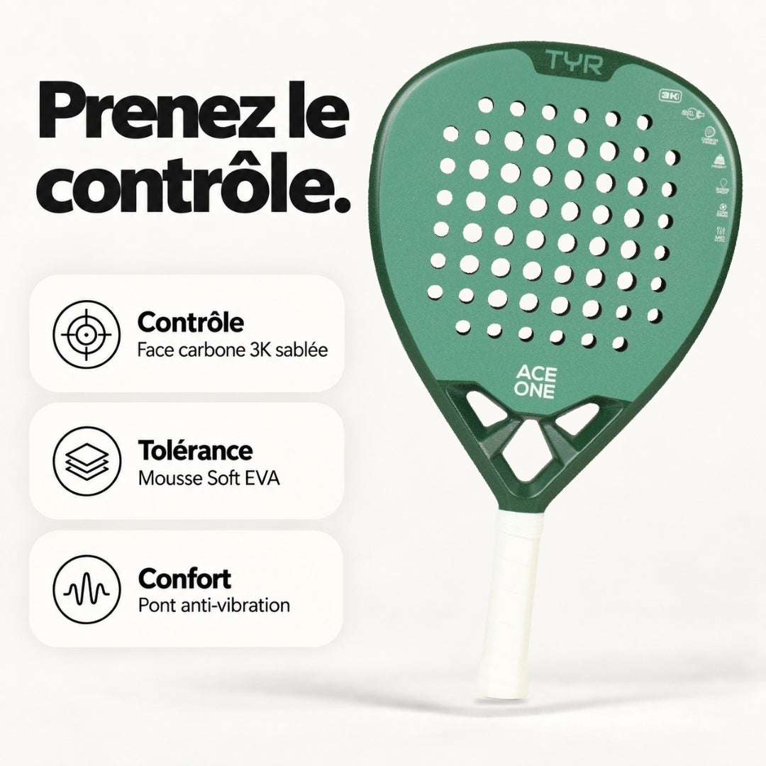 ACE ONE TŸR - Raquette de Padel Anti-Vibration, Confort & Contrôle