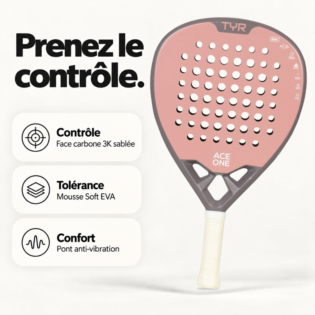 ACE ONE TŸR - Raquette de Padel Anti-Vibration, Confort & Contrôle