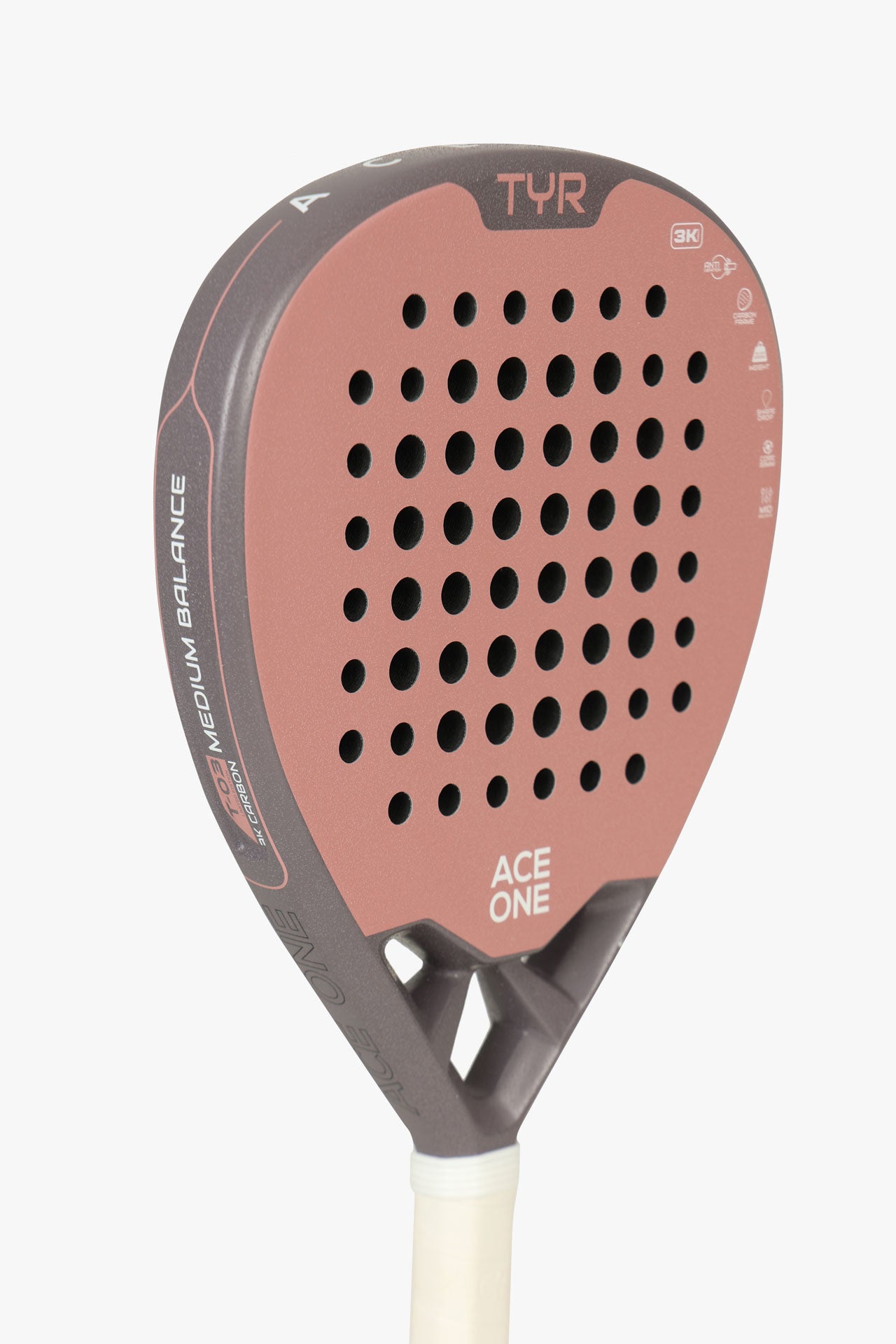 Raquette padel ACE ONE TŸR Pink face carbone 3K sablée