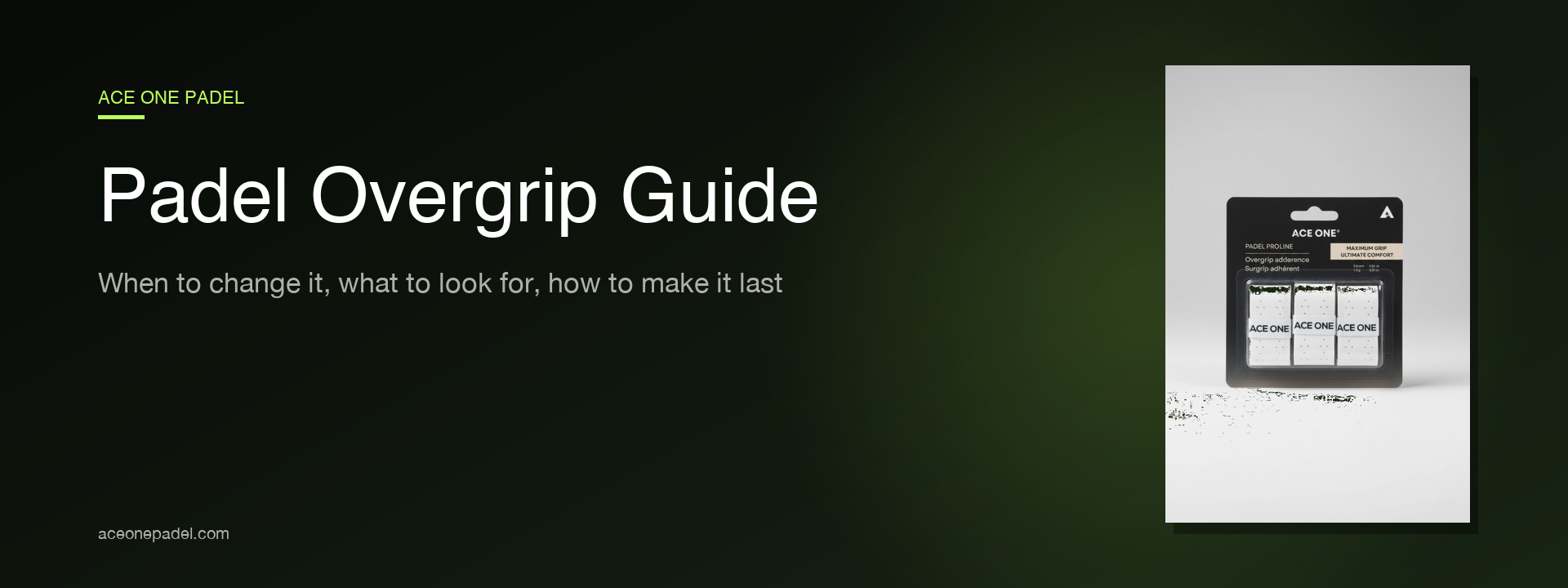 Padel overgrip replacement frequency 2026 guide hero banner with PRO-LINE perforated overgrip