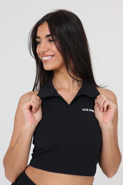 Jupe padel ACE ONE noire détail ceinture et tissu