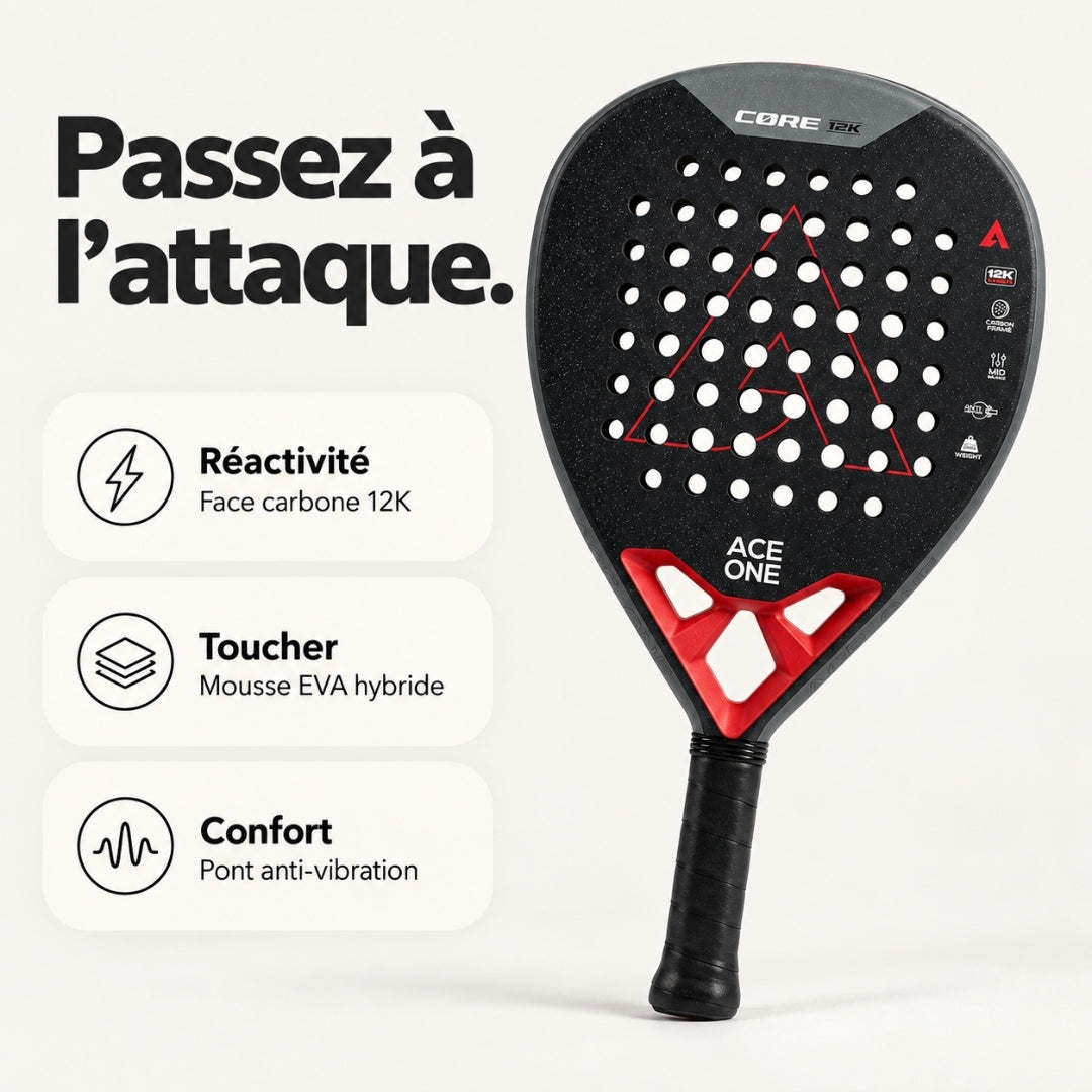 Ace One Raquette de Padel | Cøre Carbone 12K