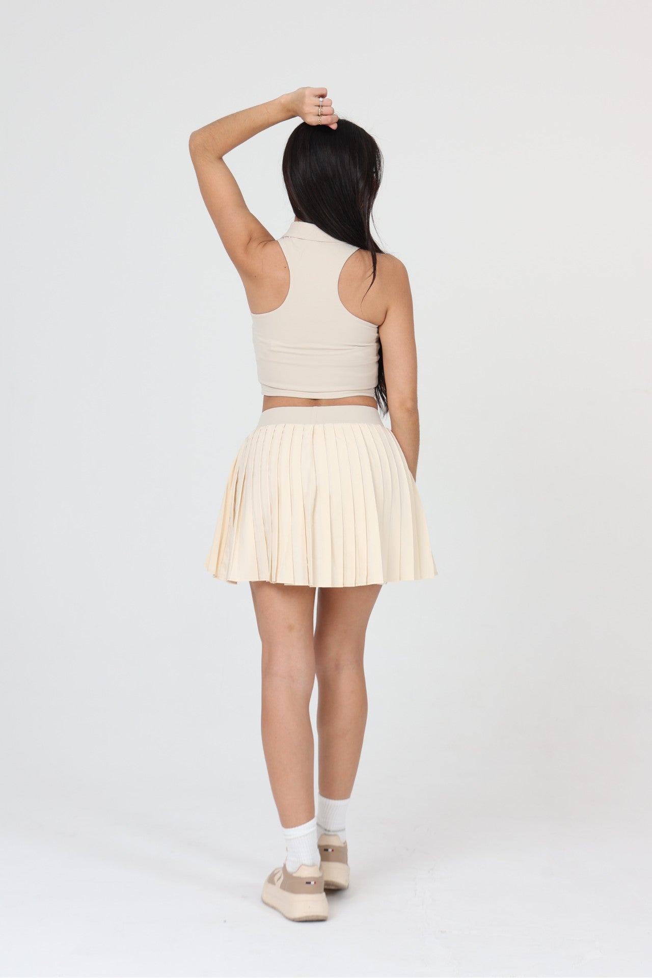 Jupe padel ACE ONE beige détail ceinture