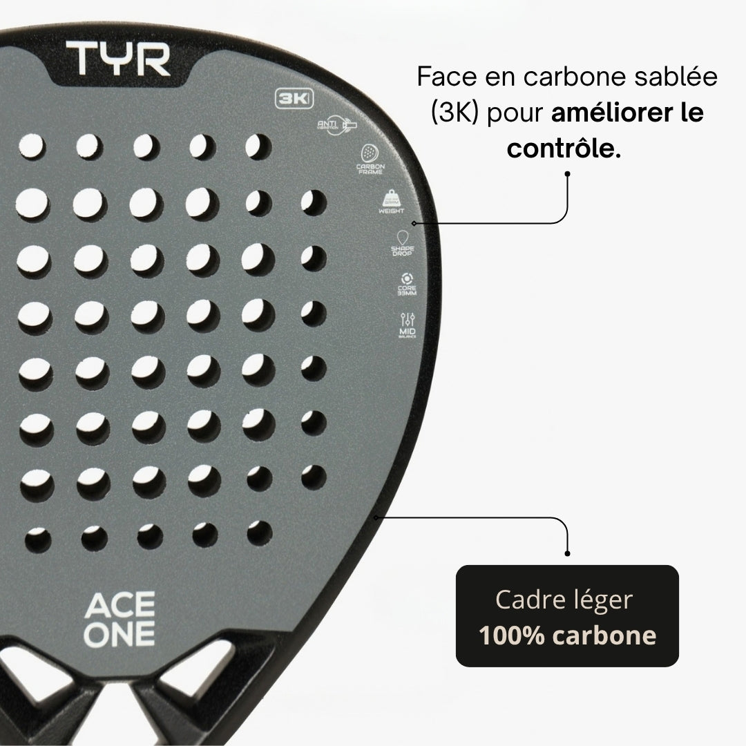 ACE ONE TŸR - Raquette de Padel Anti-Vibration, Confort & Contrôle