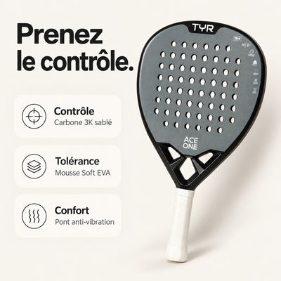 ACE ONE TŸR - Raquette de Padel Anti-Vibration, Confort & Contrôle