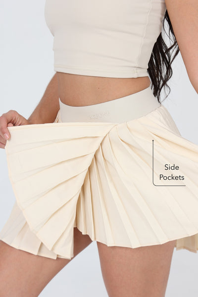 Jupe padel ACE ONE beige détail short intérieur intégré
