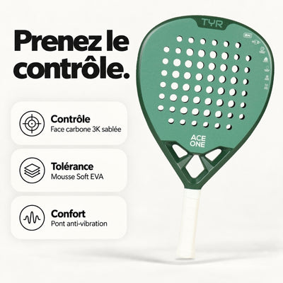 ACE ONE TŸR - Raquette de Padel Anti-Vibration, Confort & Contrôle