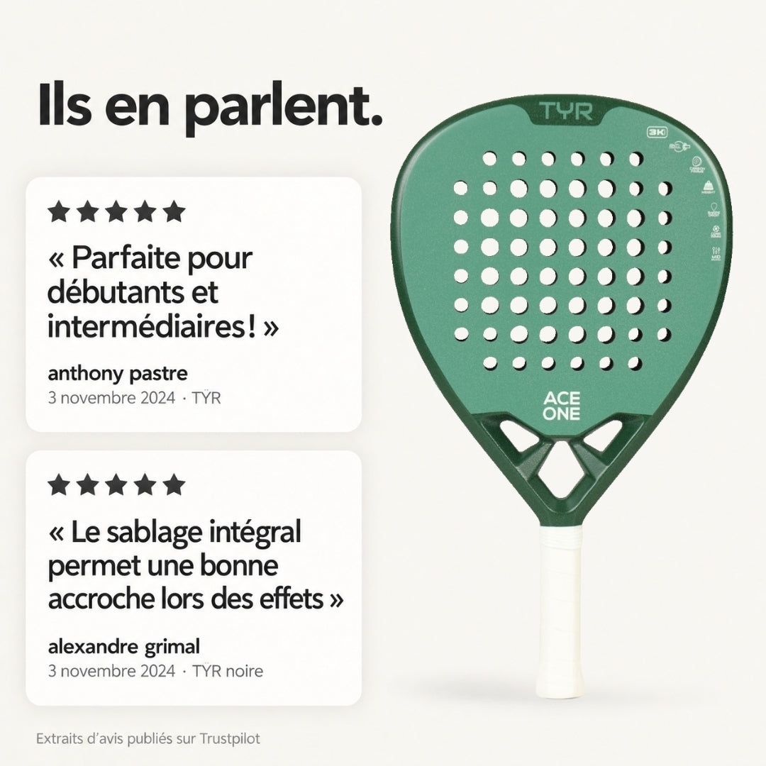 ACE ONE TŸR - Raquette de Padel Anti-Vibration, Confort & Contrôle