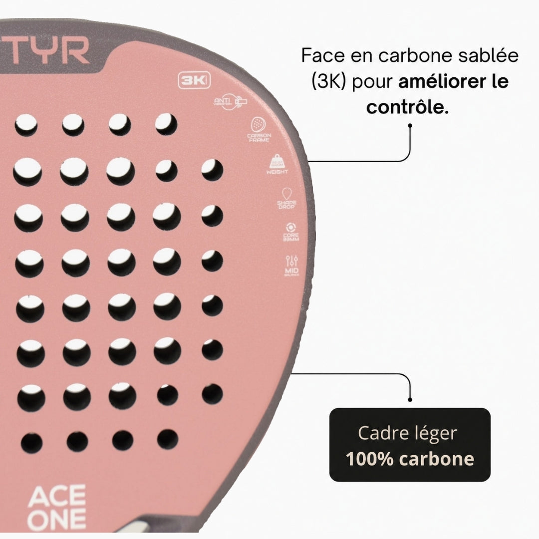 ACE ONE TŸR - Raquette de Padel Anti-Vibration, Confort & Contrôle