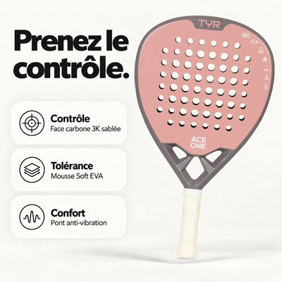ACE ONE TŸR - Raquette de Padel Anti-Vibration, Confort & Contrôle