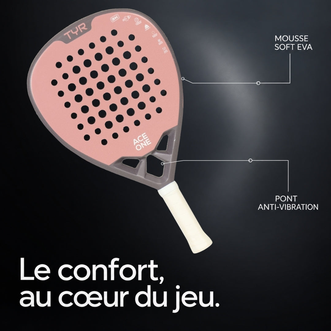 ACE ONE TŸR - Raquette de Padel Anti-Vibration, Confort & Contrôle
