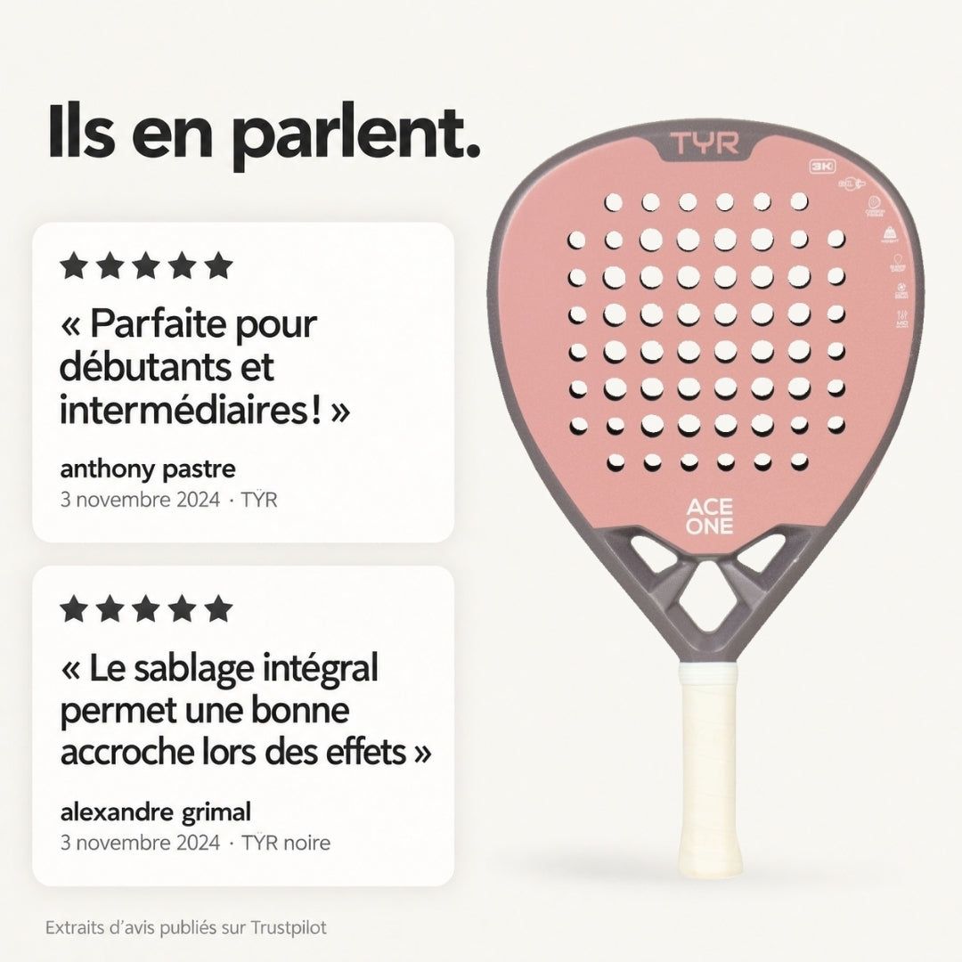 ACE ONE TŸR - Raquette de Padel Anti-Vibration, Confort & Contrôle